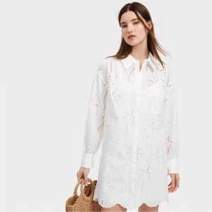 Roller Rabbit X Target - White Eyelet Button-Down Shirt Dress
